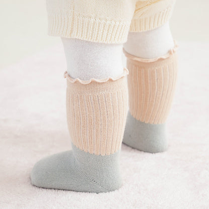 Baby Kids Unisex Patchwork Comfortable Mid-Calf Socks With Ribbed Cuffs Set-7