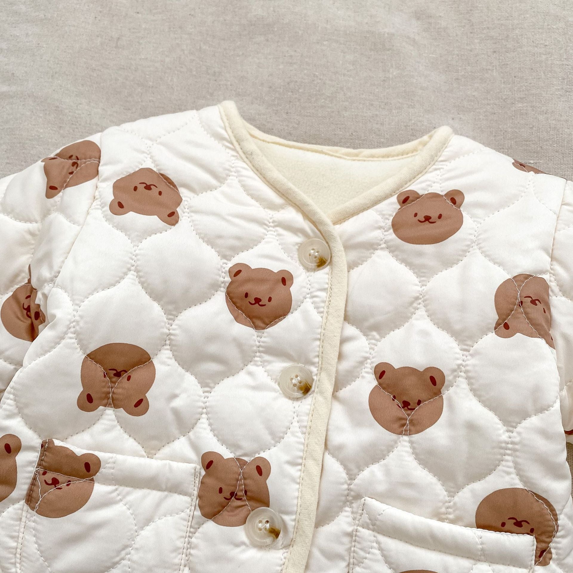 New Winter Baby Unisex Cute Little Bear Head Thick Warm Long Sleeve Top Combo Pant Two Pieces Sets-9