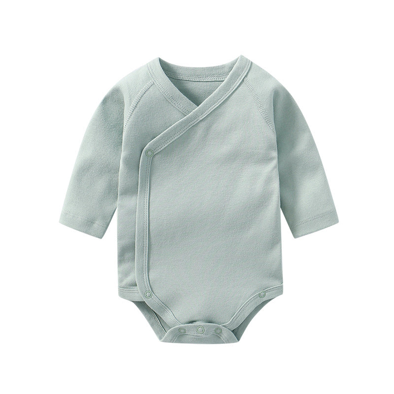 Baby Multi Color Bias Placket With Slanting Button Long Sleeve Onesies-8