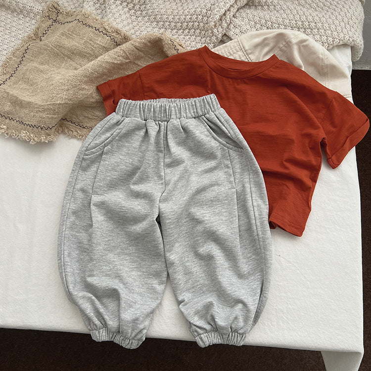 Baby Solid Color Loose Spring Autumn Baby Trousers-7