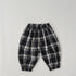 Baby Classic Plaid Pattern Loose Cotton Trousers-0