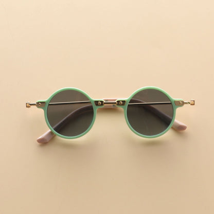 Kids Small Frame Design Vintage Style Metal Sunglasses-8