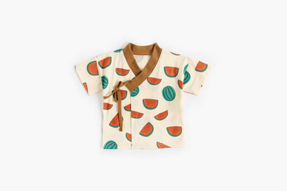 Baby Fruit Print Belt Design Short-Sleeved Top Combo Shorts Japan Style Sets Pajamas-8