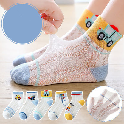 Baby Print Pattern Mesh Soft Cotton Socks 1Bag=5Pairs-7