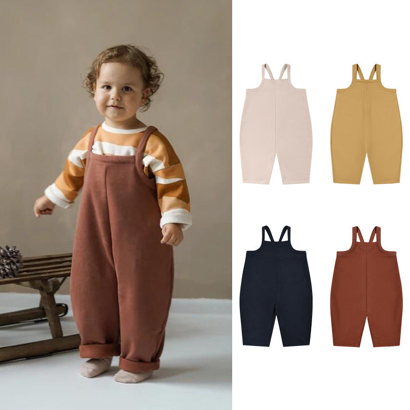 Baby Boy And Girl Solid Color Thickened Loose Comfy Romper-0