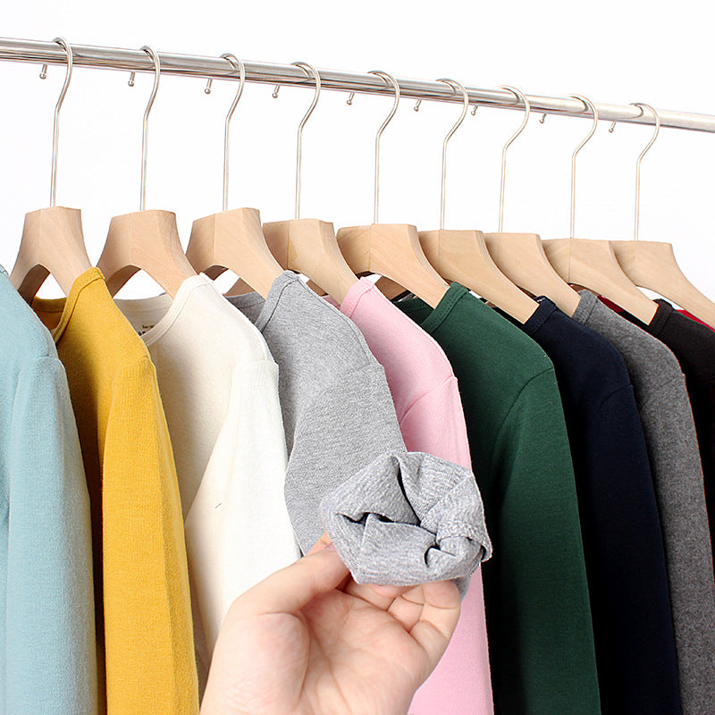 Baby Solid Color Pullover Cotton Crewneck Long Sleeve Basic Tops-0