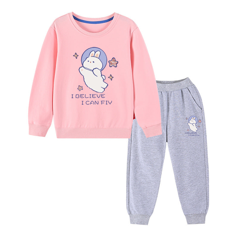 Baby Girl Cute Bunny Graphic Hoodie Combo Loose Trousers Soft Cotton Sets-5