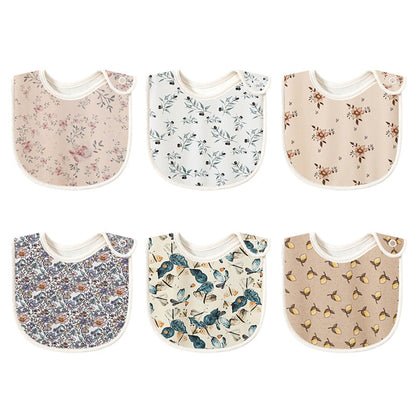 Baby Floral Print Covered Button Design Water Absorbing Bibs-0