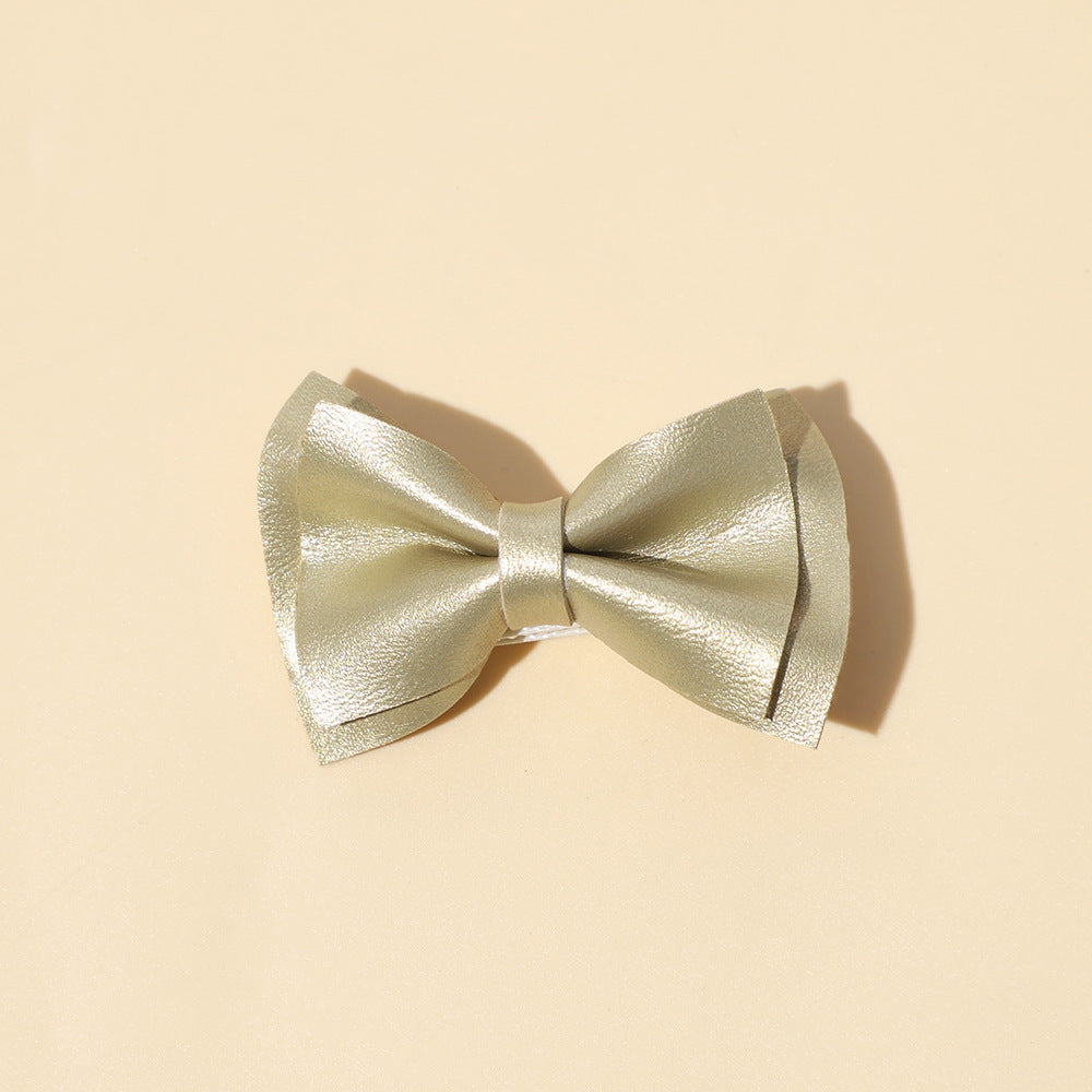 Girls Plain Solid Color Bow Tie Hair Clips Handmade Cloth Accessory-8