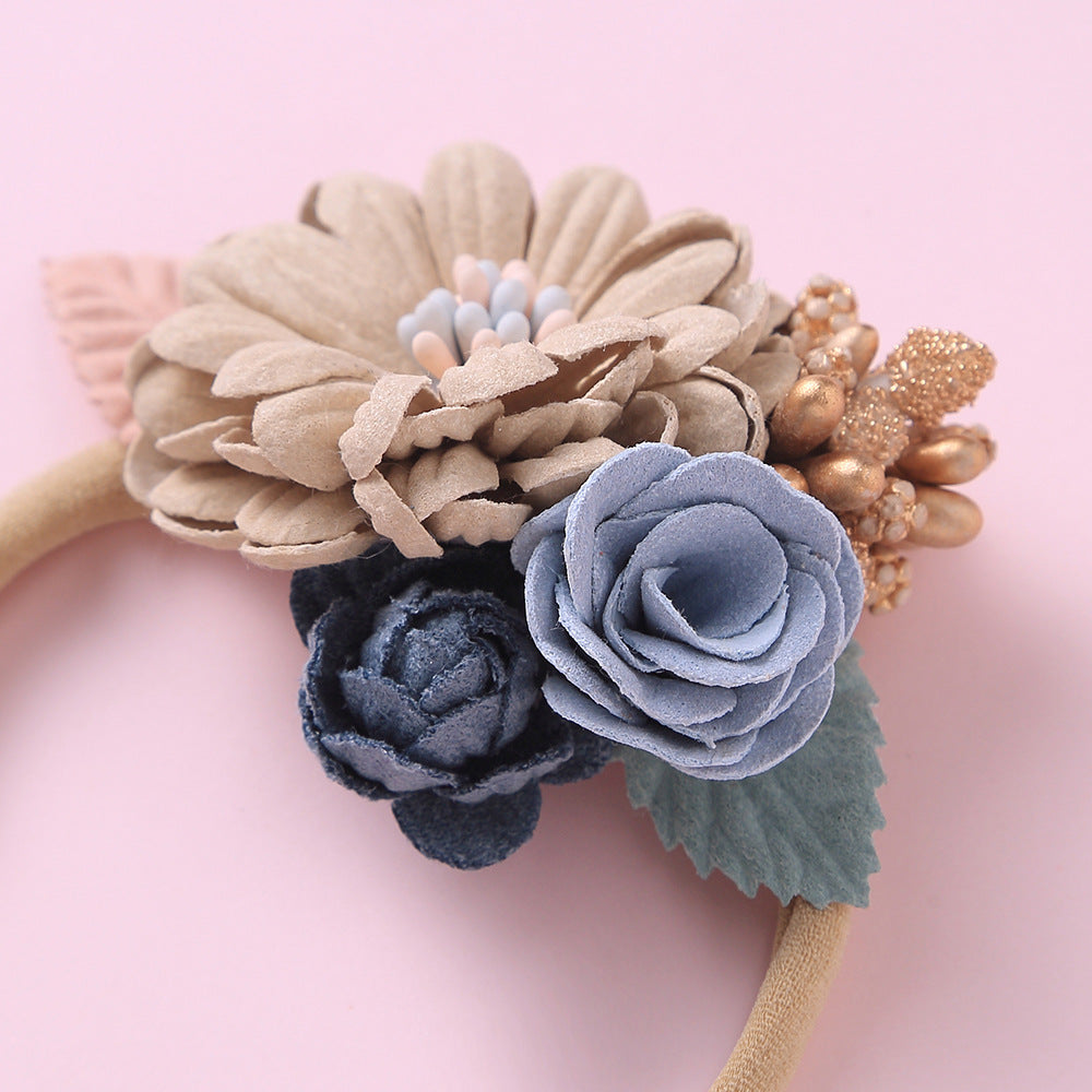 Baby Floral Decoration Design Elastic Hair Rope-8