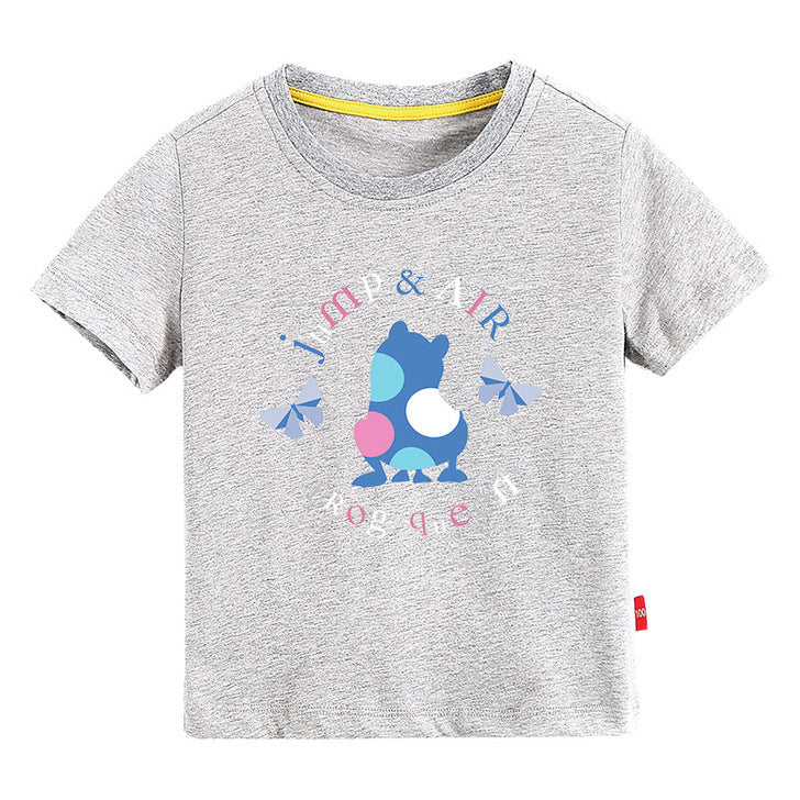 Baby Colorful Frog Print Pattern Short-Sleeved Round Collar Casual T-Shirt In Summer-7