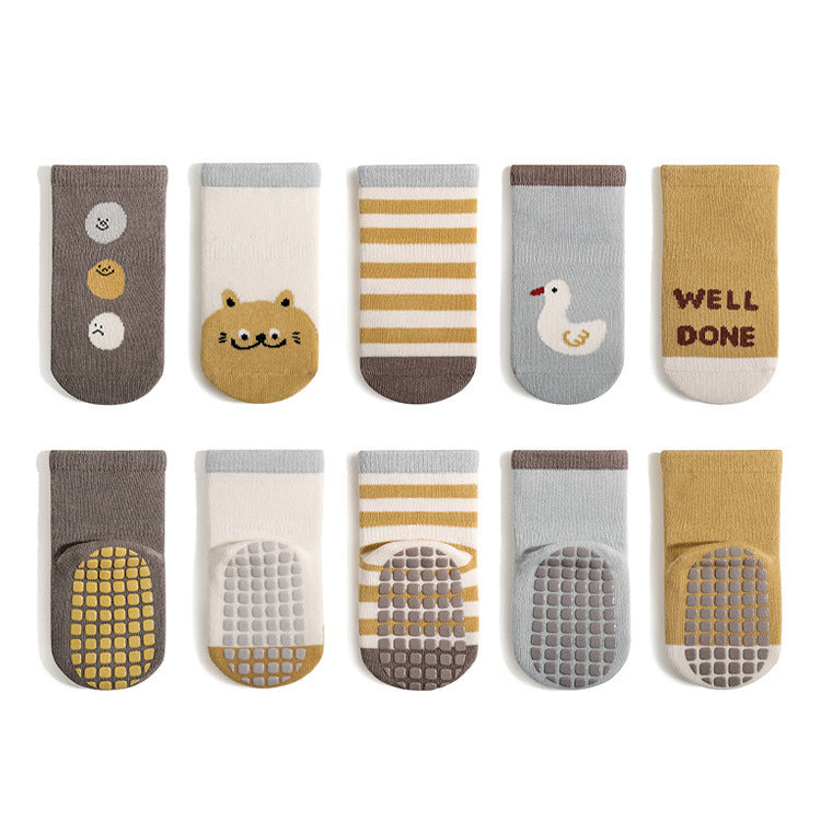 Baby Unisex Breathable Thermal Cartoon Patchwork Socks Non-Slip-0