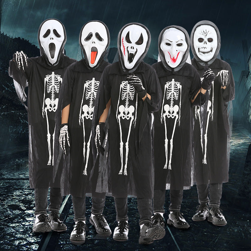 Halloween Skeleton Ghost Clothes &amp; Gloves &amp; Masks Sets-0