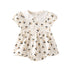 Baby Girls Cherry Print Doll Collar Design Neck Buttoned Puff-Sleeved Dress Onesies-0