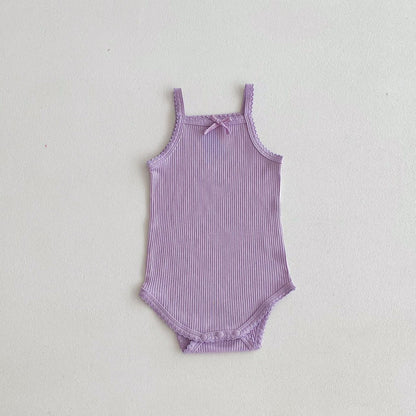 Summer Hot Selling Baby Girls Simple Thin Solid Color Soft Onesies-8