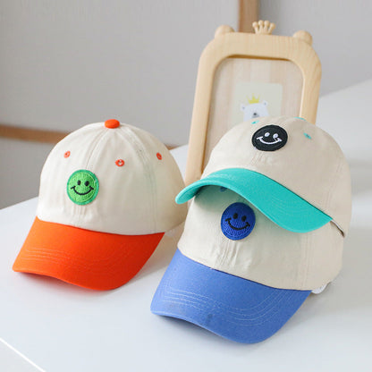 Baby Smiley Embroidered Pattern Color Matching Design Sunshade Peaked Hats-0