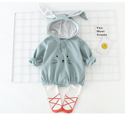 Baby Cartoon Shape Solid Color Long Sleeved Triangle Onesies-7