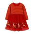 Girls’ European-American Style Santa Claus And Reindeer Embroidered Tulle Dress With Striped Pattern-0