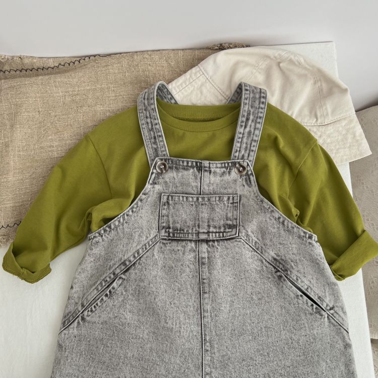 Baby Unisex Washed Denim Fabric Loose Overall-7