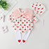 Baby Girl Heart Pattern Big Bow Tie Patched Design Triangle Onesies-0