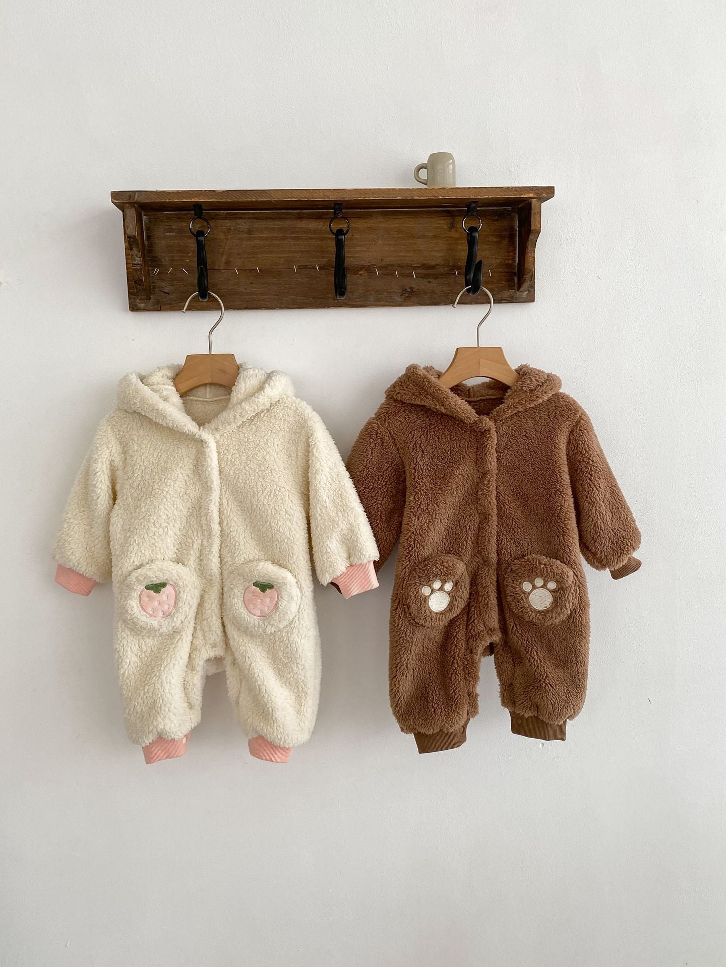 Winter Infant Baby Lovely Little Bear Little Rabbit Style Thermal Pajamas Romper-8