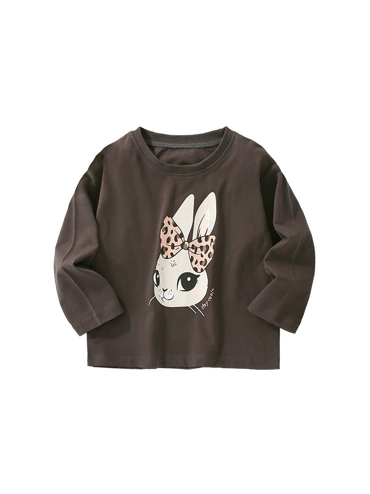 Baby Girl In New Autumn Cartoon Pattern Crewneck Casual Shirts-0