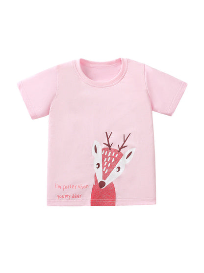 Girls’ Animals Print T-Shirt In European And American Style For Summer-2