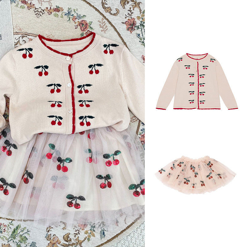 Cherry Embroidered Design Cute Cardigan-7