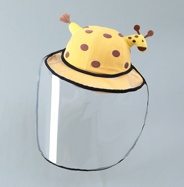 Baby Solid Color Animal Print Design Sunshade Bucket Hats-9