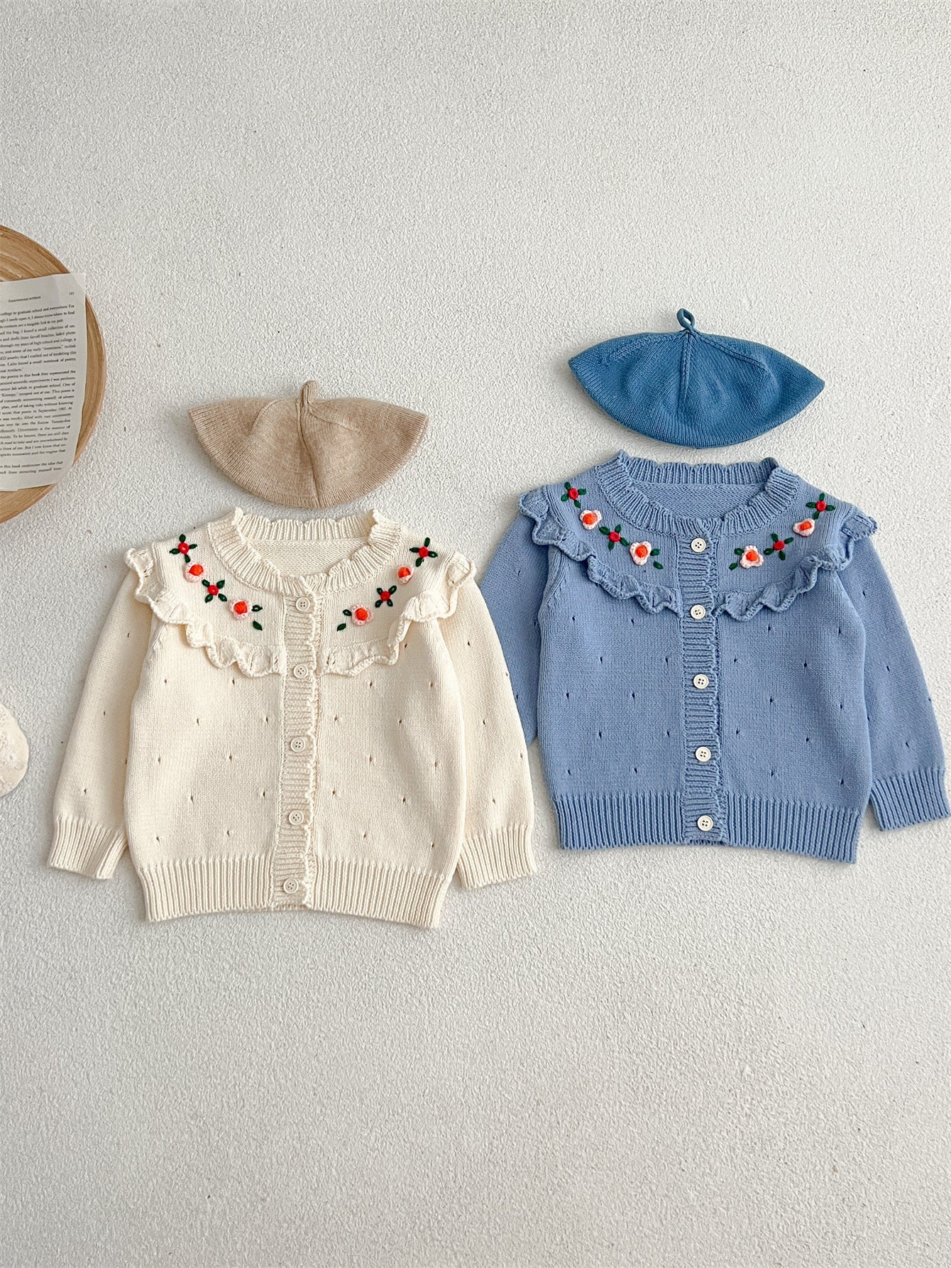 New Autumn And Winter Infant Baby Girls Embroidery Jacquard Long-Sleeved Cardigan-0