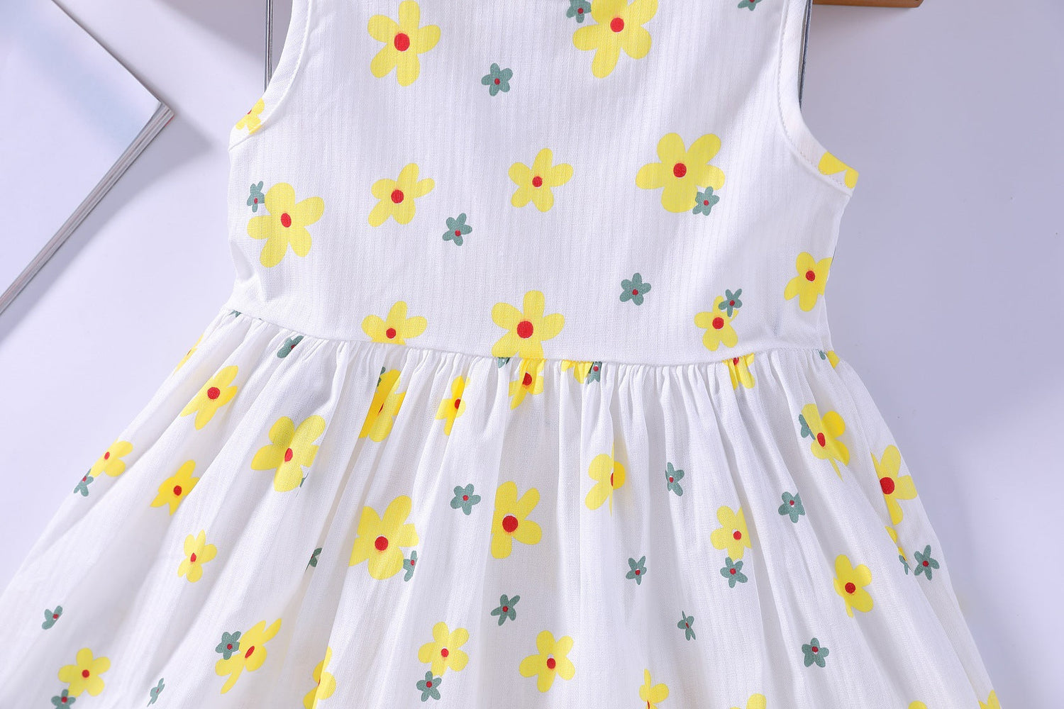 Baby Girls Floral Print Sleeveless Round Collar Dress In Summer-9