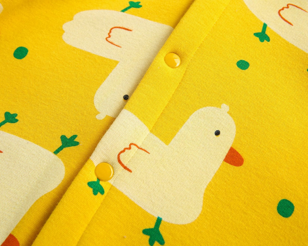 Baby 1pcs Cartoon Duck Print Button Front Rompers &amp; Onesies With Triangle Hats-6