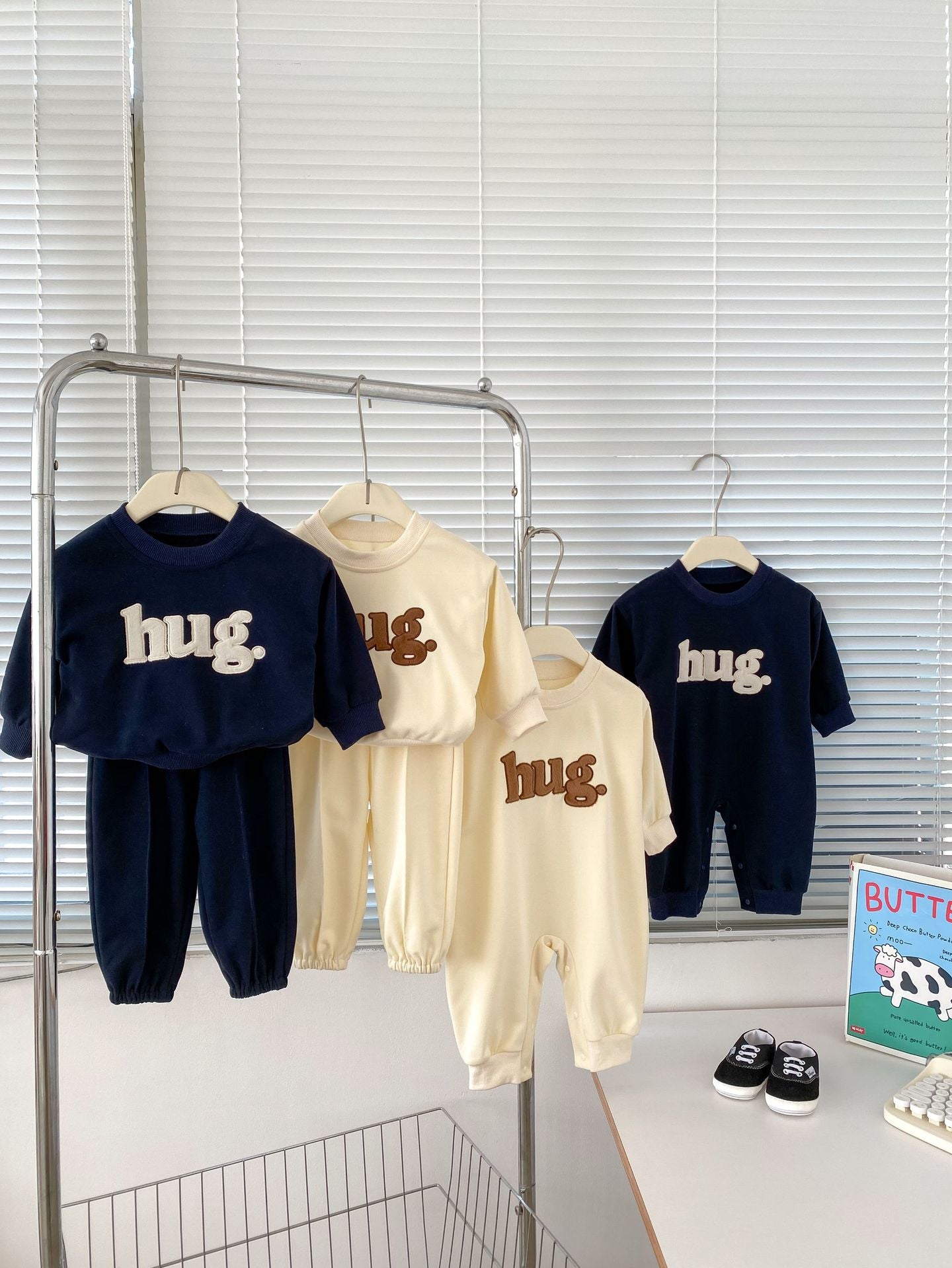 Spring Baby And Kids Unisex Letters Pattern Pullover Top And Pants, Romper Clothing Set-8