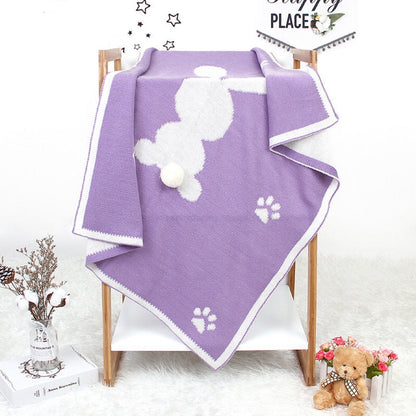 Baby Cartoon Rabbit &amp; Footprints Embroidered Graphic 3D Tail Blanket-8