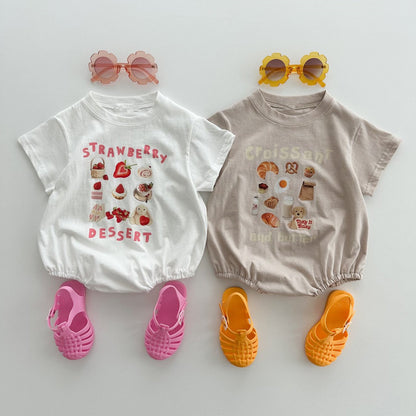 Rabbit Style Print Pattern Round Neck T-Shirt &amp; Onesies-0