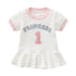 Baby Girl 1pcs Logo Graphic Graphic Side & Neck Striped Design Ruffle Hem Baseball Dress-0