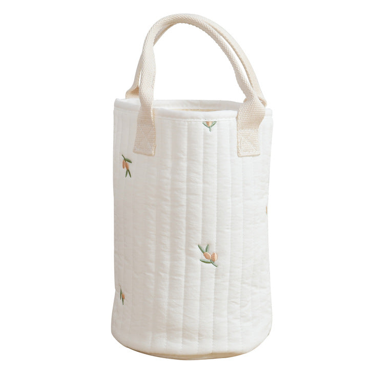 Baby Embroidered Pattern Baby Bottle Storage Mommy Handbag With Compartment-9