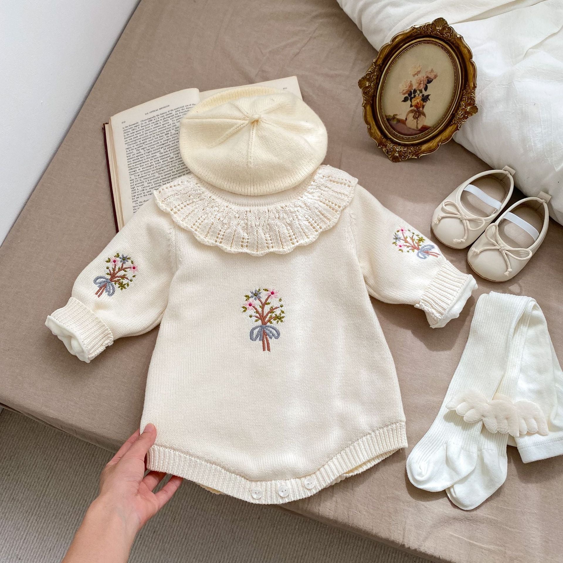 Long Sleeve 100% Cotton Velvet-In Knitwear Romper In Winter-2