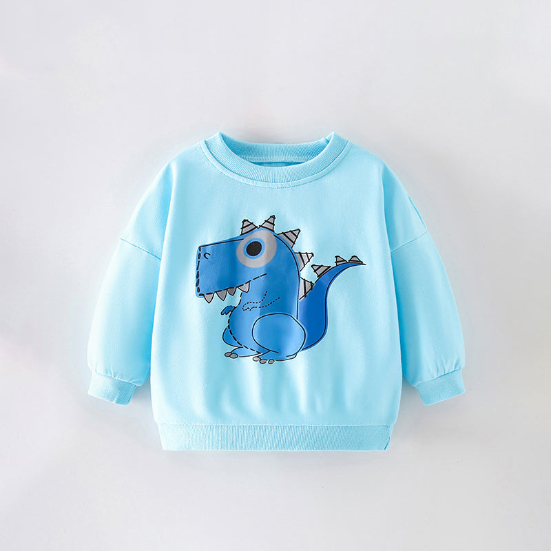 Boys Cartoon Pattern Printing Crew Neck Casual Pullover-8