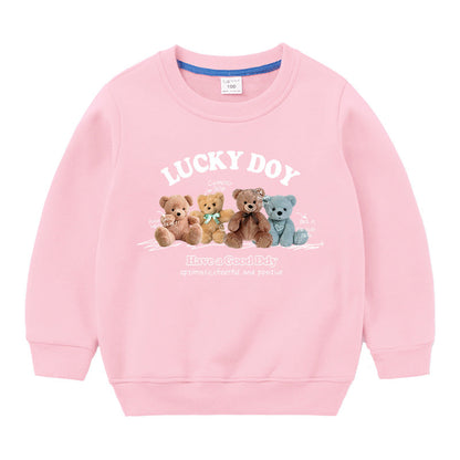 Baby Cute Bear Pattern Crewneck Cotton Hoodies In Autumn-0