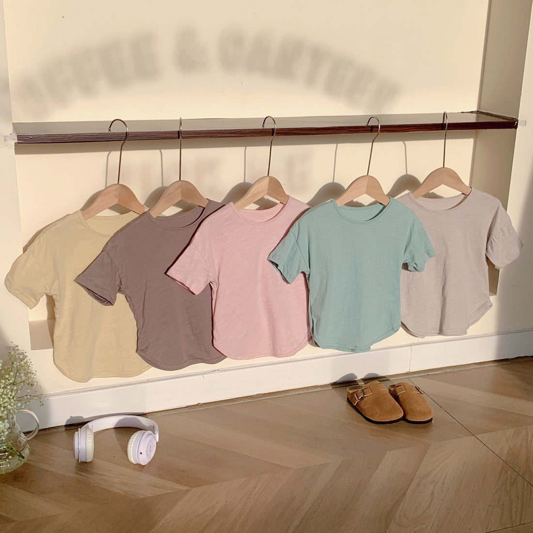 New Arrival Baby Kids Crew Neck Short Sleeves Solid Color Casual Breathable Top T-Shirt-0