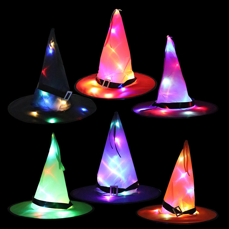 Halloween Glowing Witch Hat Ghost Festival Decoration Props-0