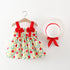 Baby Girl Flower Pattern Bow Patched Design Beautiful Dress-2