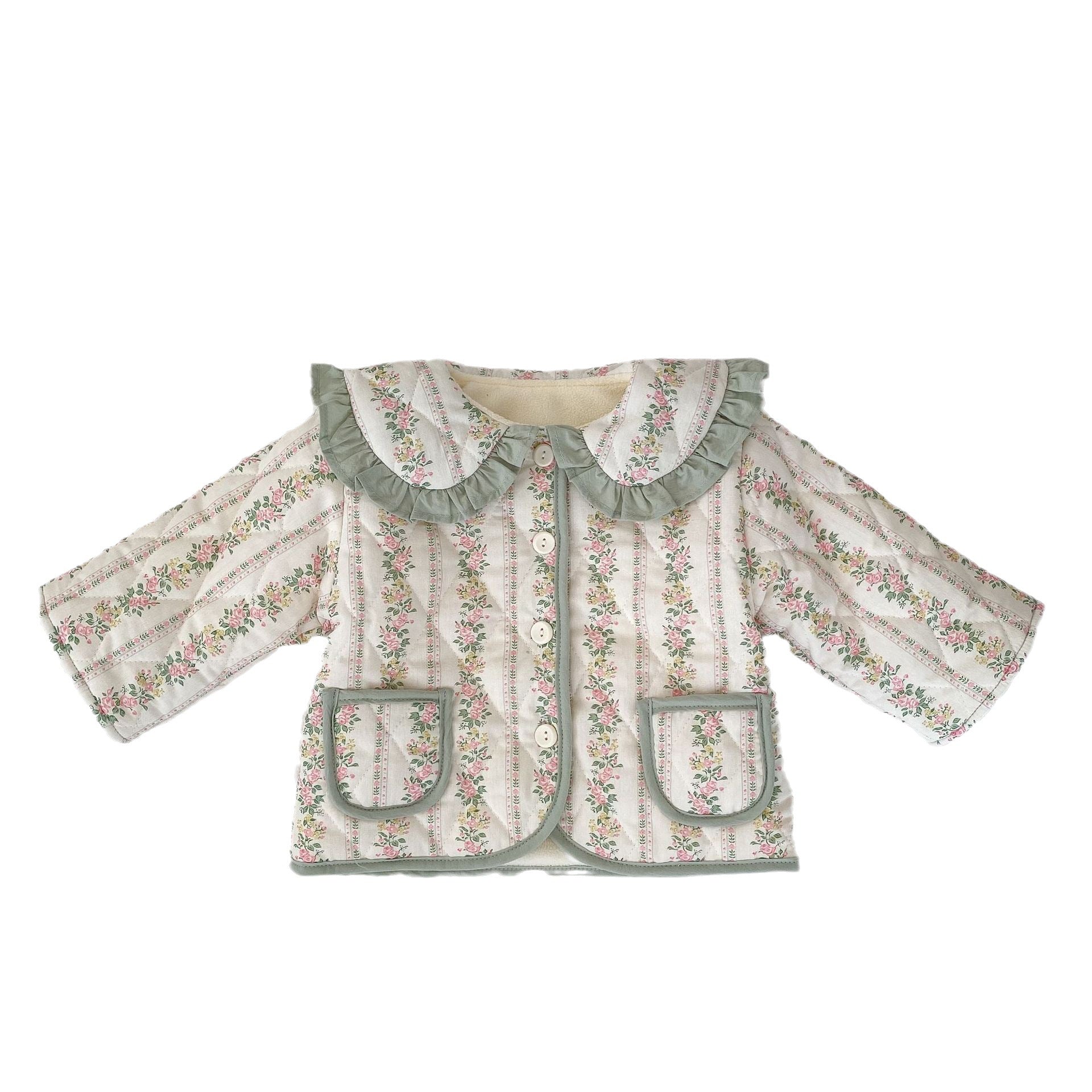 Baby Girl Jacquard Thickened Long Sleeves Winter Cardigan Coat-1