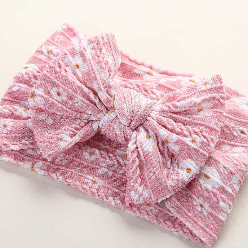 Baby Floral Print Soft Big Bow Headband-8