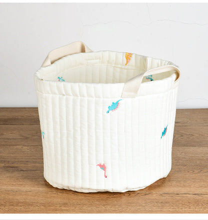 Baby Embroidered Pattern Baby Bottle Storage Basket-9