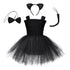 Children’s Halloween Solid Color Cat Costume Mesh Tutu Dress & 1-Piece Jewelry Sets-1