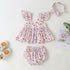 Baby Girl Little Floral Print Sleeveless Dress Combo Short Pants In Sets-0