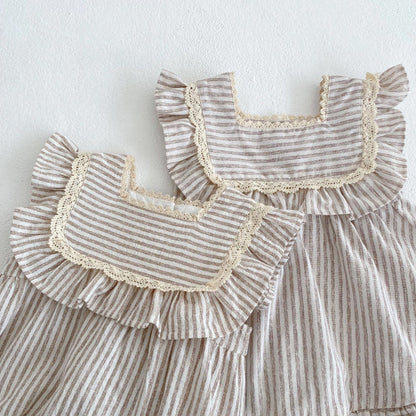 Baby Striped Pattern Sleeveless Princess Dress &amp; Onesies-9