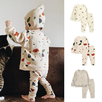 Baby 1pcs Print Pattern Tops Combo Trousers Underwear Cotton 2 Pieces Sets-8